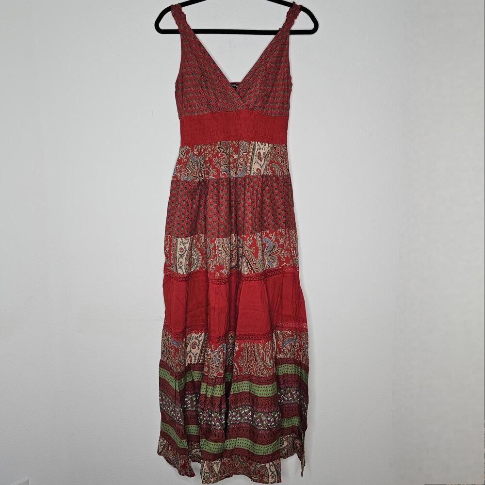 NWT Chaudry Women's Red Print Dress Size Small